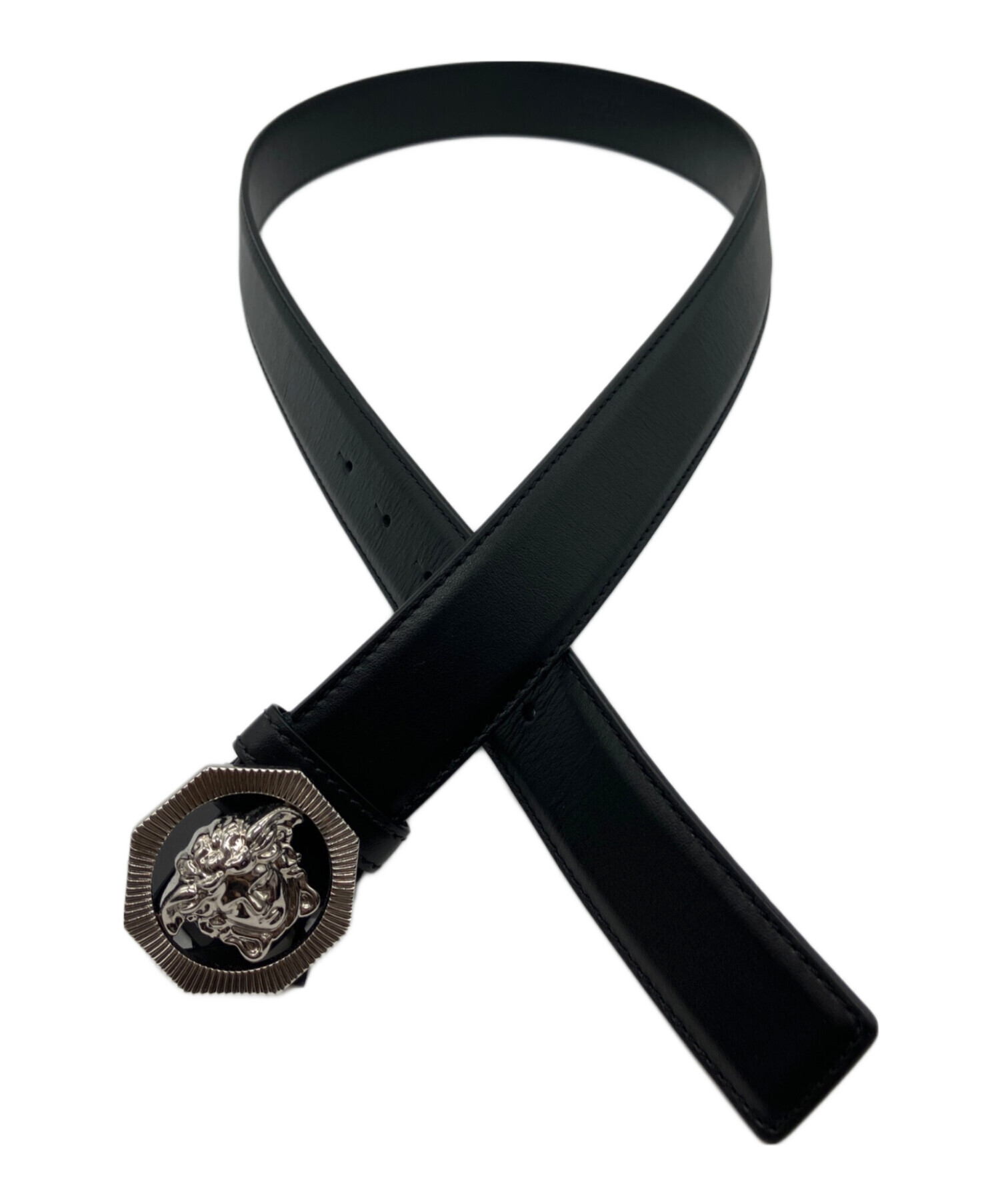 中古・古着通販】VERSACE (ヴェルサーチェ) レザーベルト ブラック 未