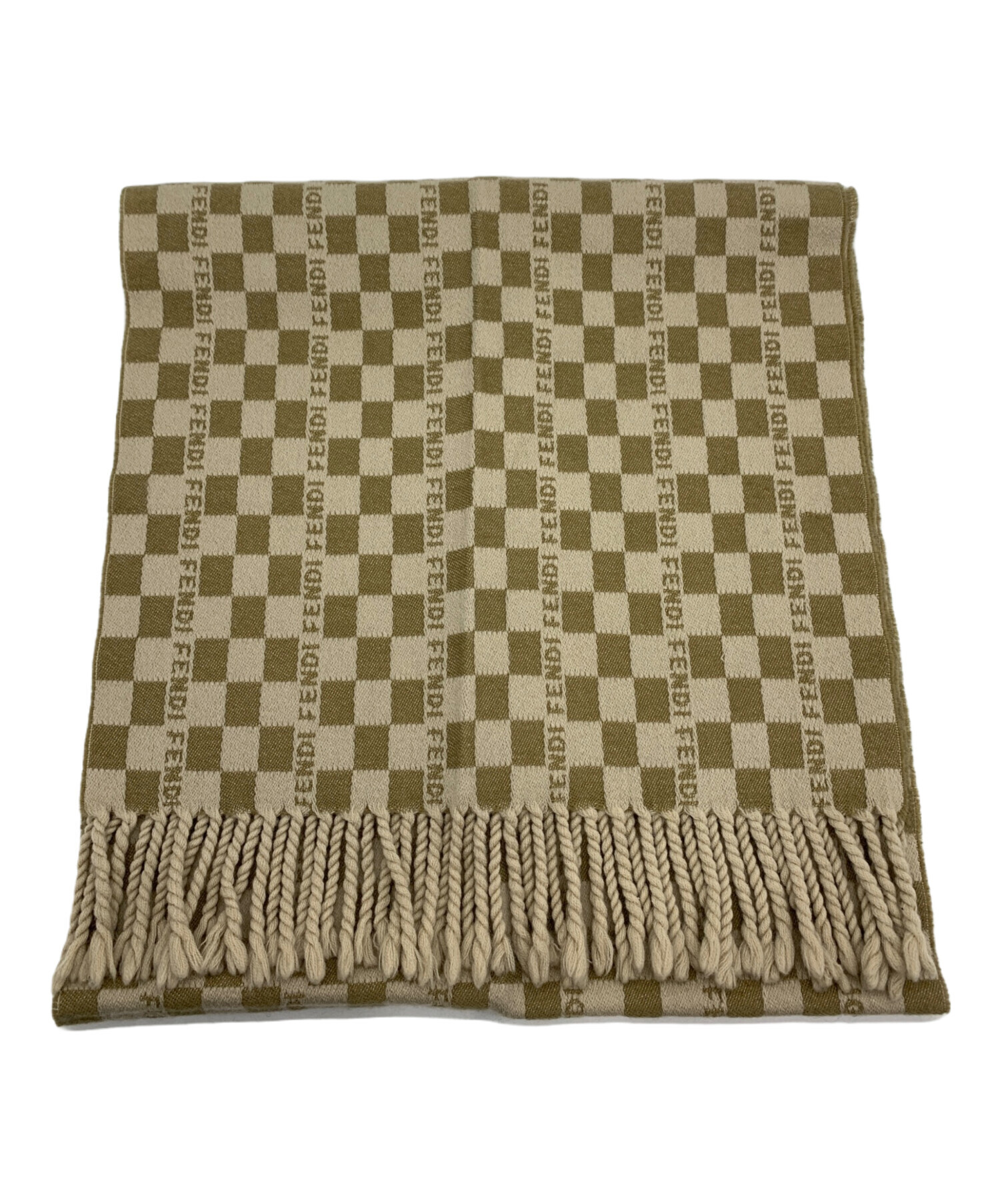 中古・古着通販】FENDI (フェンディ) ウール100% マフラー ベージュ