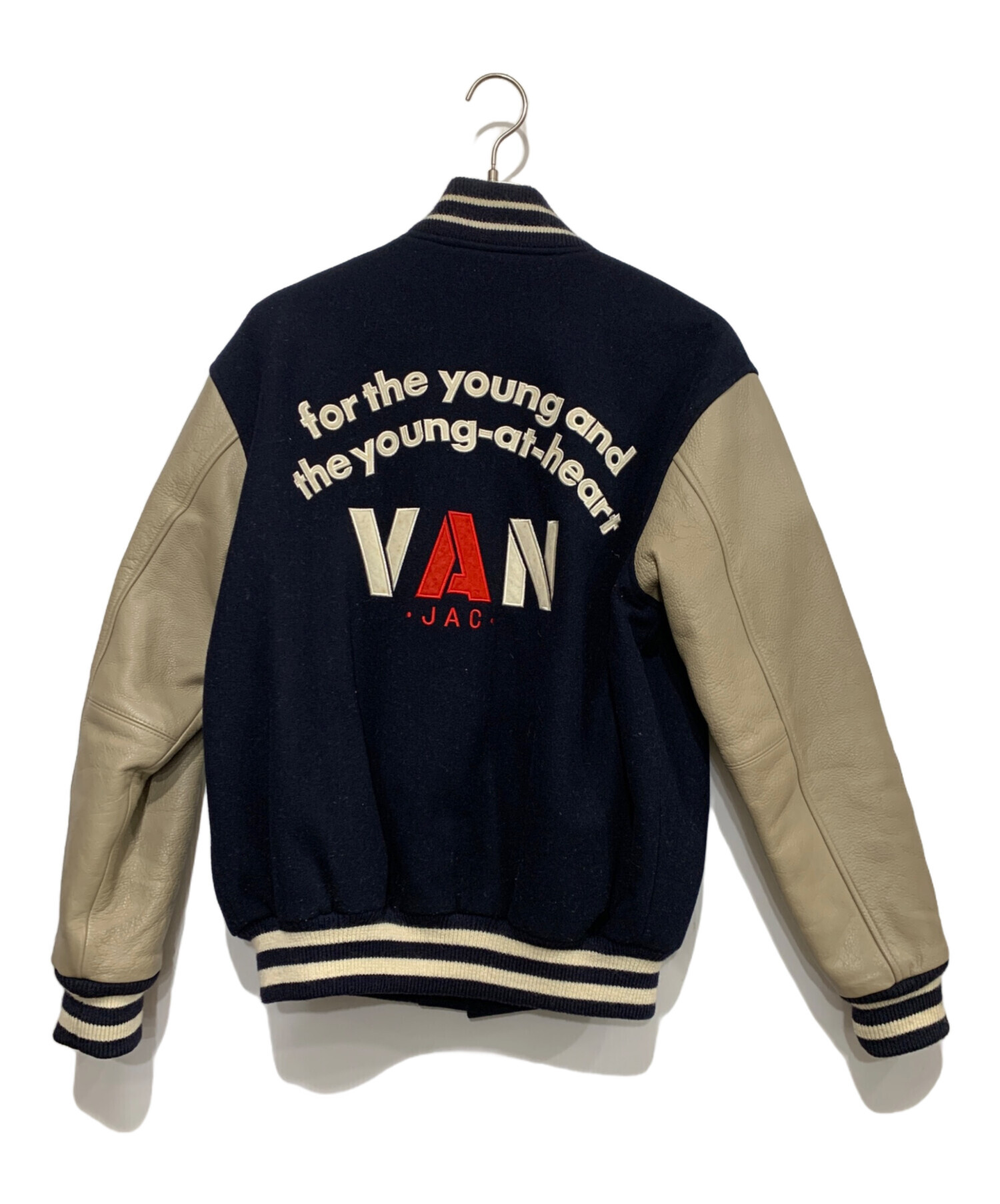 中古・古着通販】VAN (ヴァン) 袖レザー切替スタジャン ネイビー