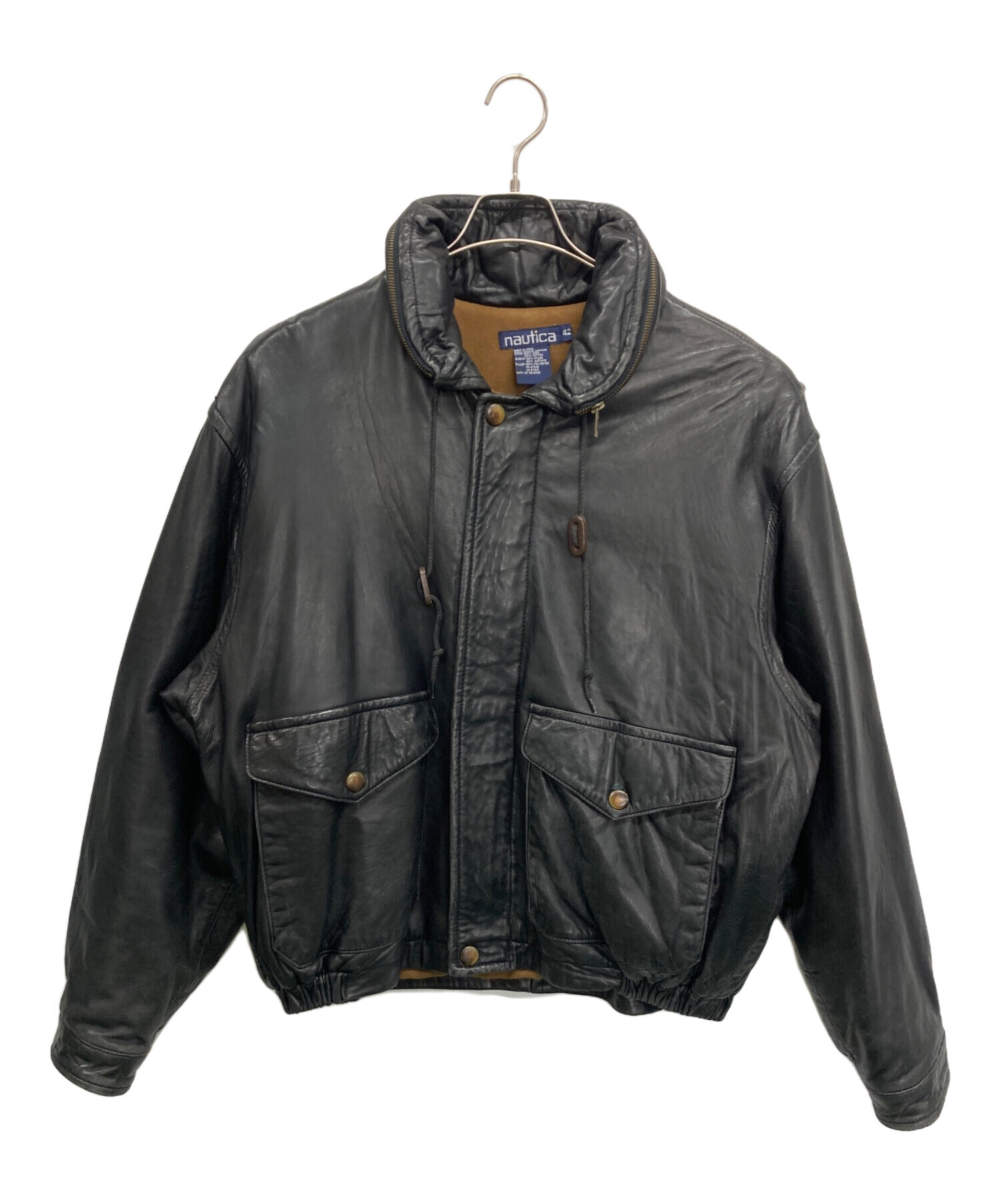 中古・古着通販】NAUTICA (ノーティカ) レザージャケット ブラック