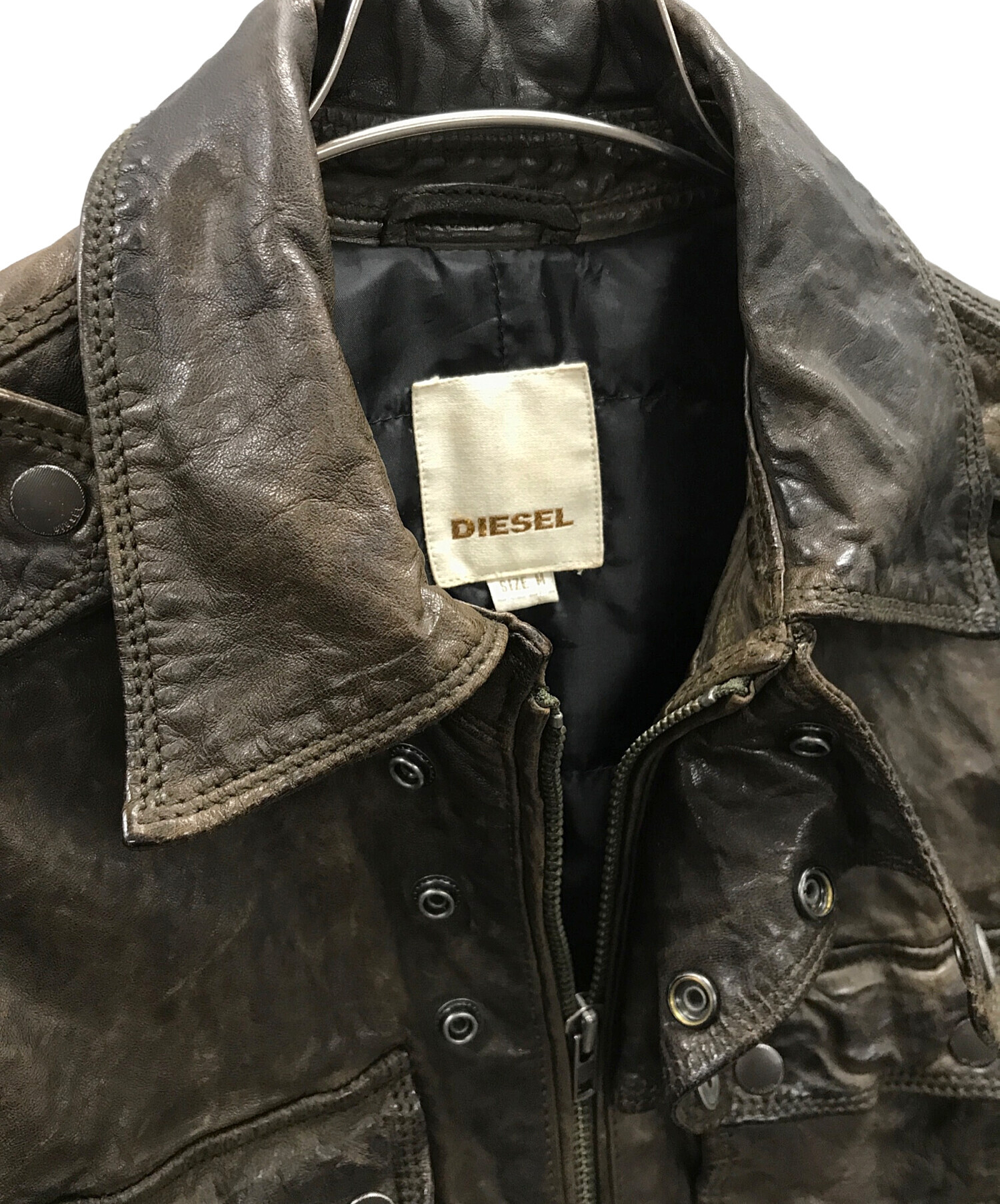 中古・古着通販】DIESEL (ディーゼル) シングルレザーライダース