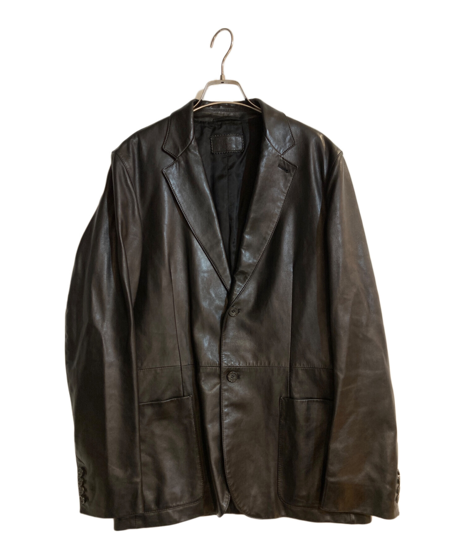中古・古着通販】PRADA (プラダ) レザーテーラードジャケット ブラック
