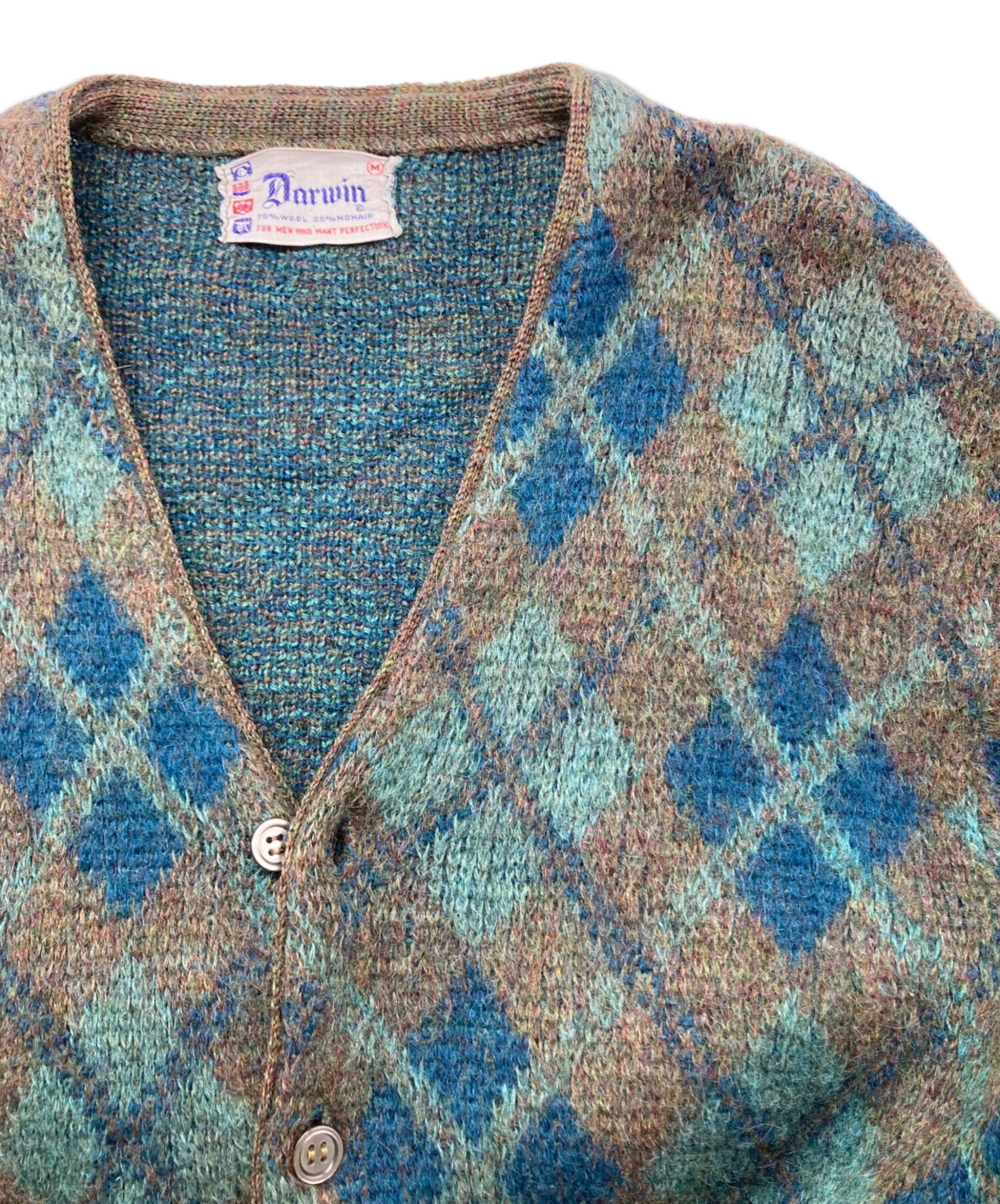 中古・古着通販】Darwin (ダーウィン) モヘア混チェックカーディガン