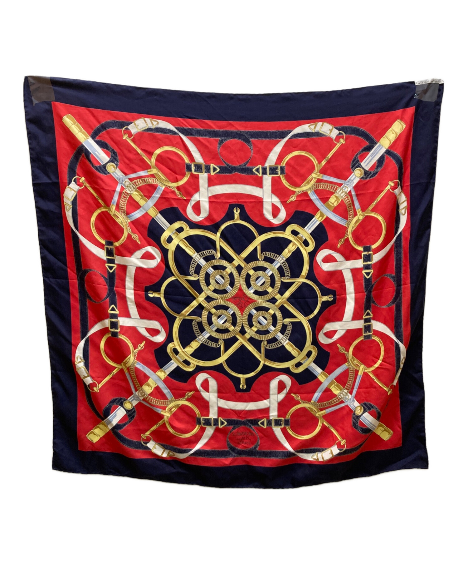 中古・古着通販】HERMES (エルメス) シルクスカーフ レッド×ネイビー