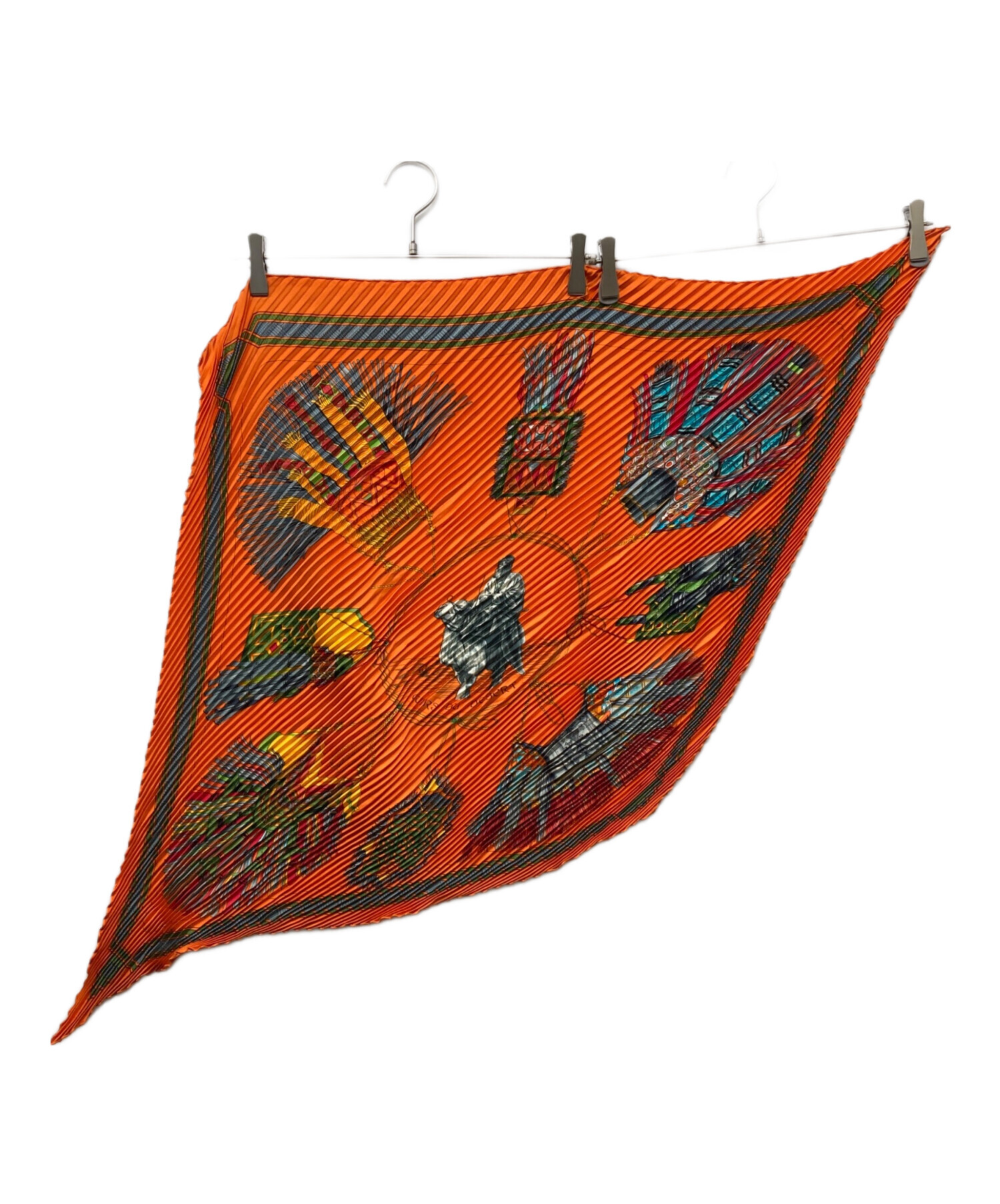 中古・古着通販】HERMES (エルメス) カレ90 プリーツスカーフ オレンジ