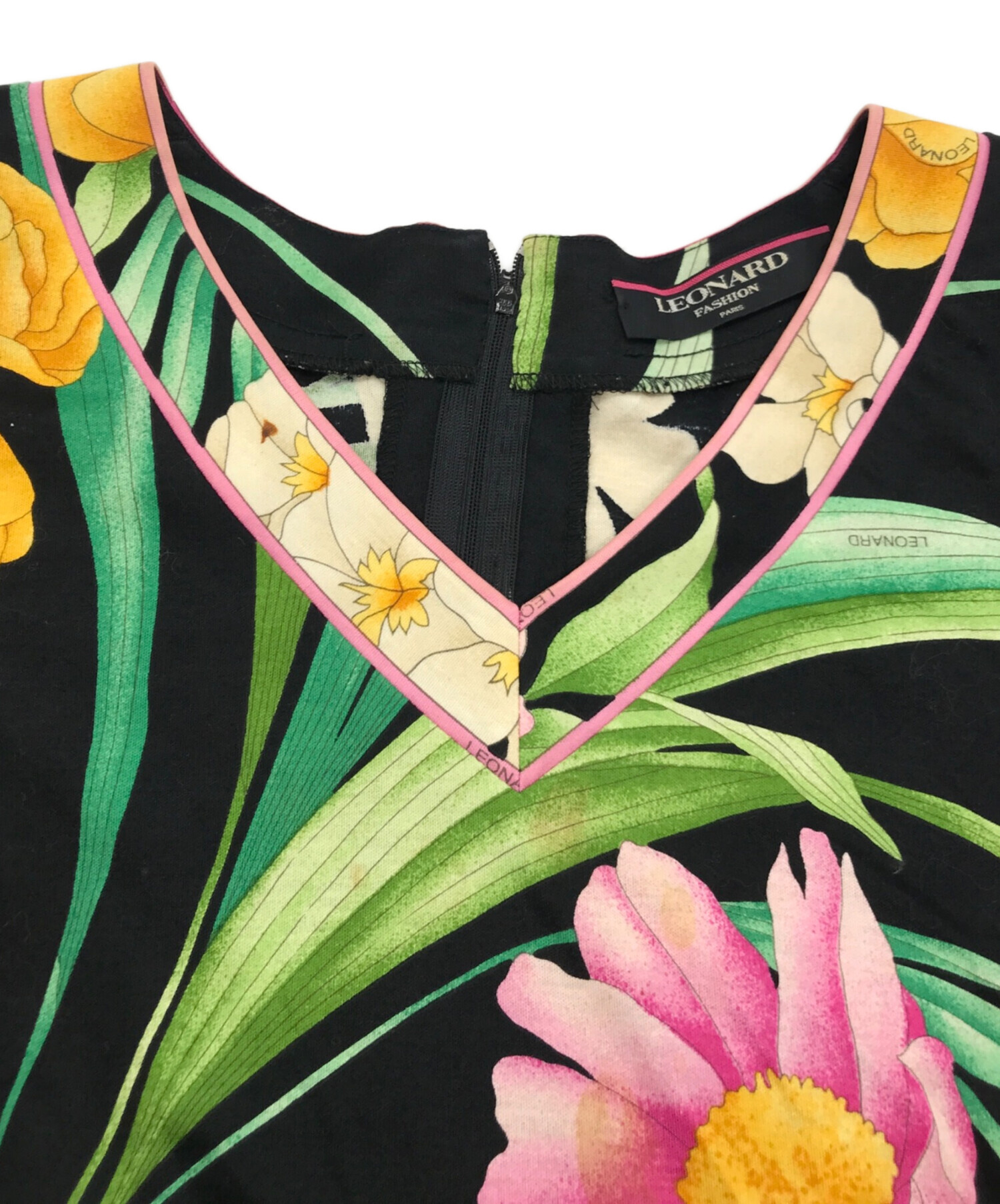 中古・古着通販】LEONARD (レオナール) 花柄ワンピース ブラック