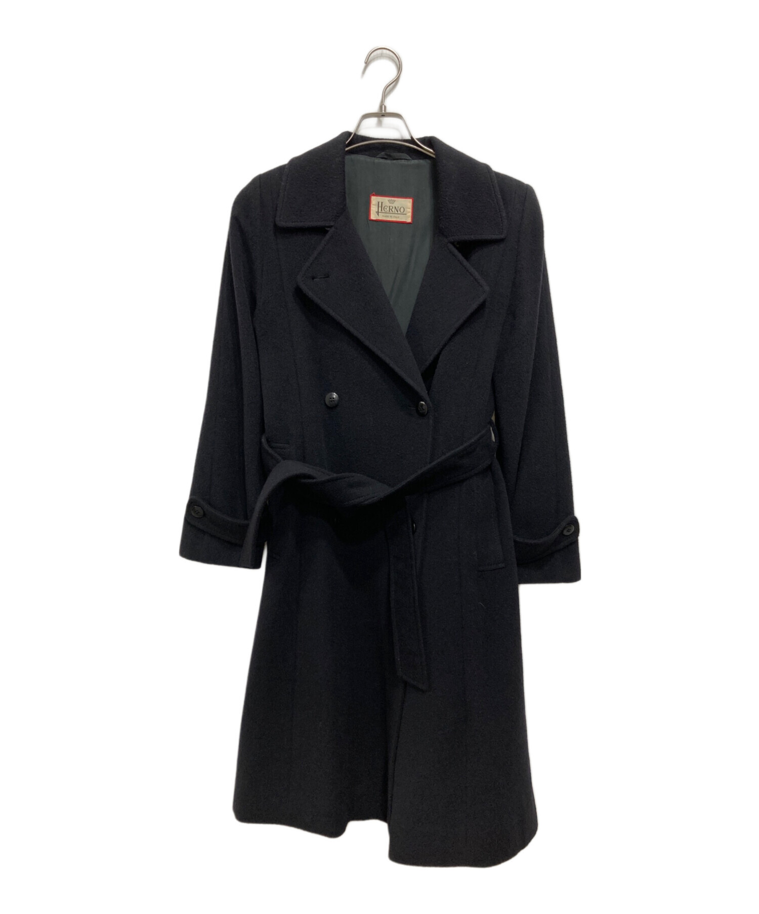 中古・古着通販】HERNO (ヘルノ) ウールカシミヤロングコート ブラック