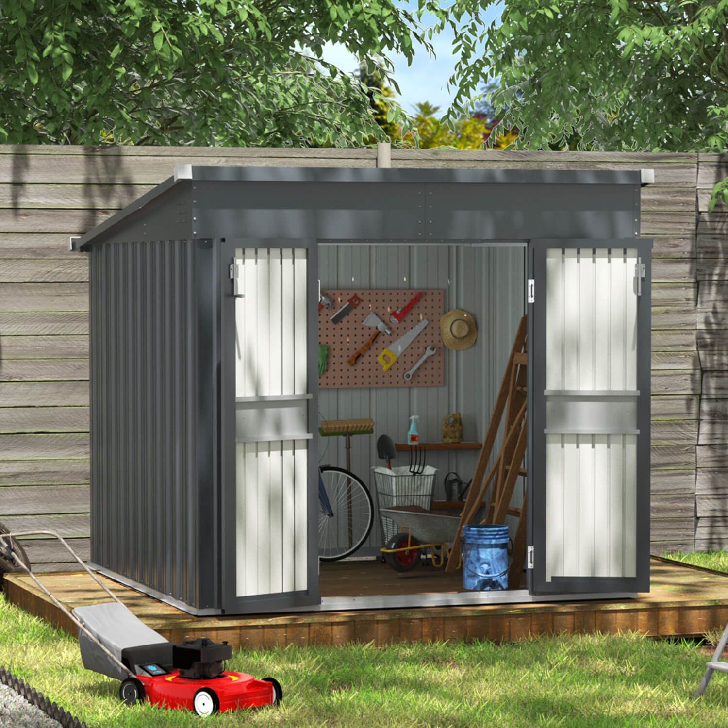 6×10 Metal Shed with Lockable Doors, Outdoor Storage Shed – Veikous