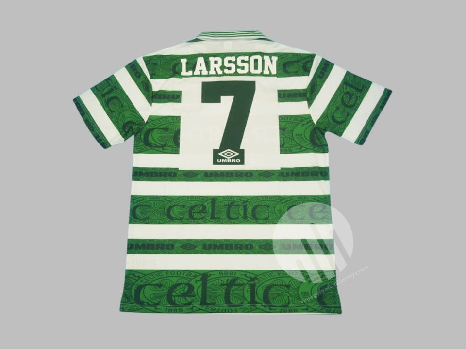 CELTIC 1995 1997 LARSSON 7 HOME SHIRT (Very good) L – Retro