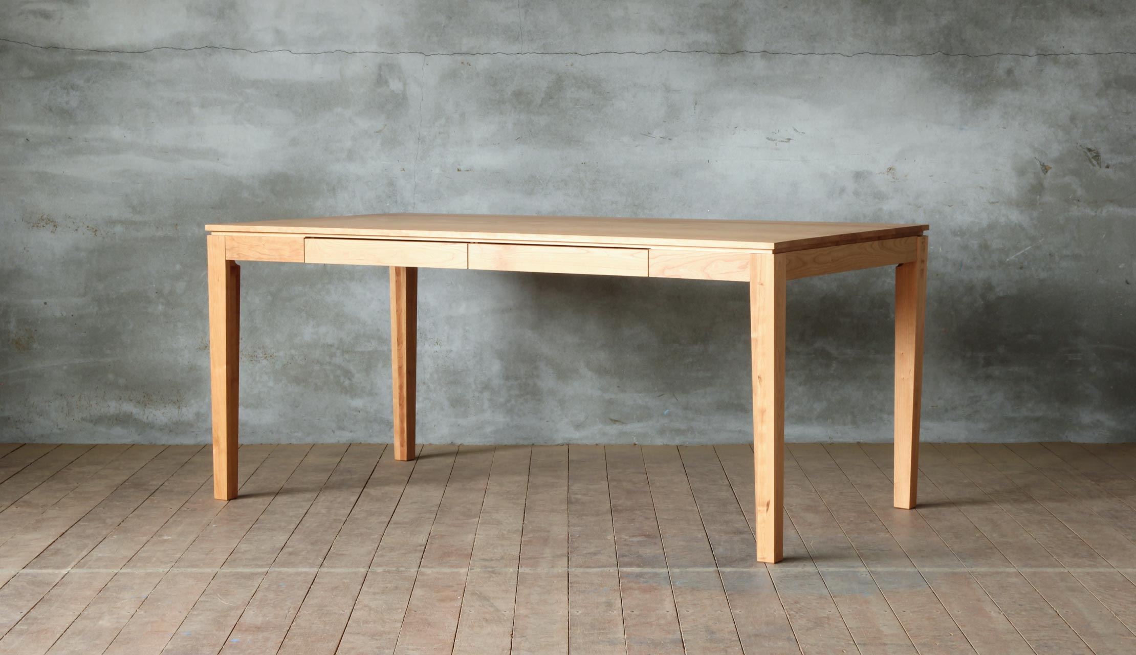 B-COMPANY アイボリー 木製テーブル 3引き出し B-COMPANY アイボリー