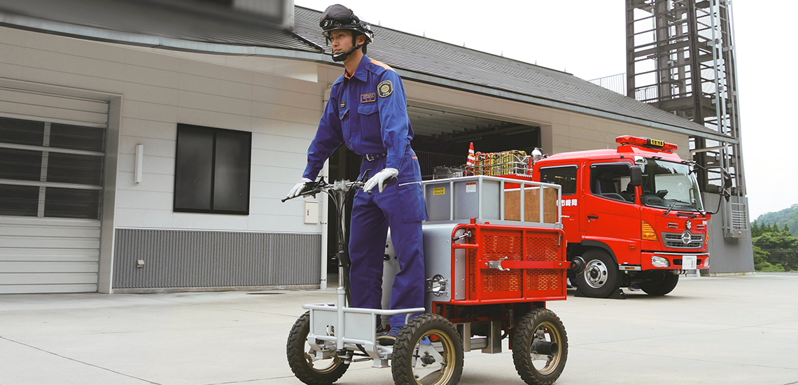E050］消防用 電動式乗用ホースレイヤー／岡崎市消防本部 東消防署 形