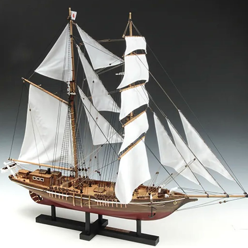 木製帆船模型 船台付き (帆船part2-T) (全てハンドメイド) 木製帆船