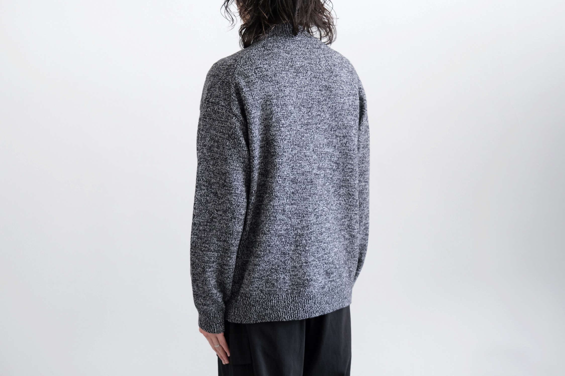 BABY WOOL MOULINE MOCKNECK SWEATER - WUNDER
