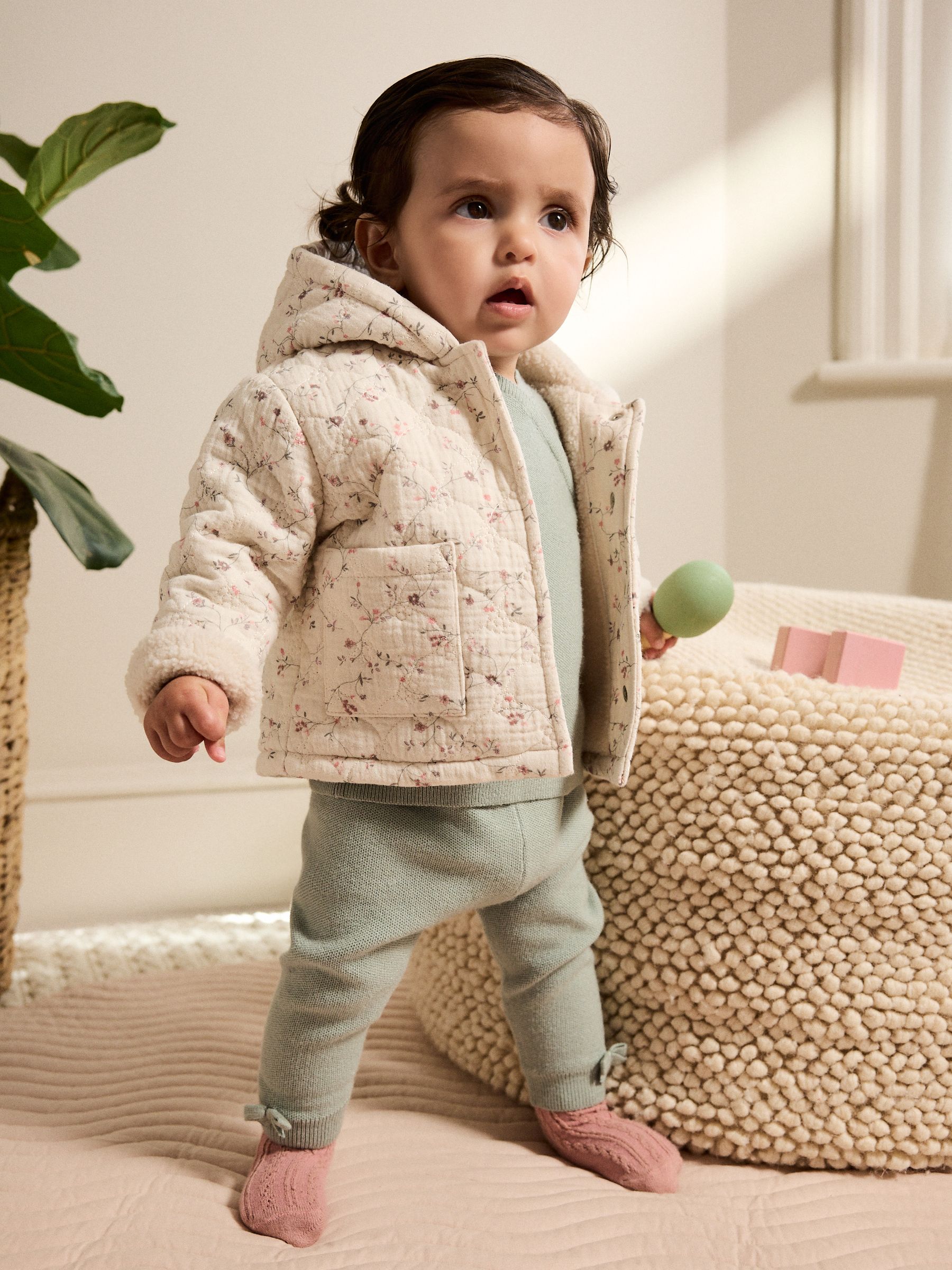 Buy Ecru Floral Baby Crinkle Jersey Coat (0-18mths) from Next USA