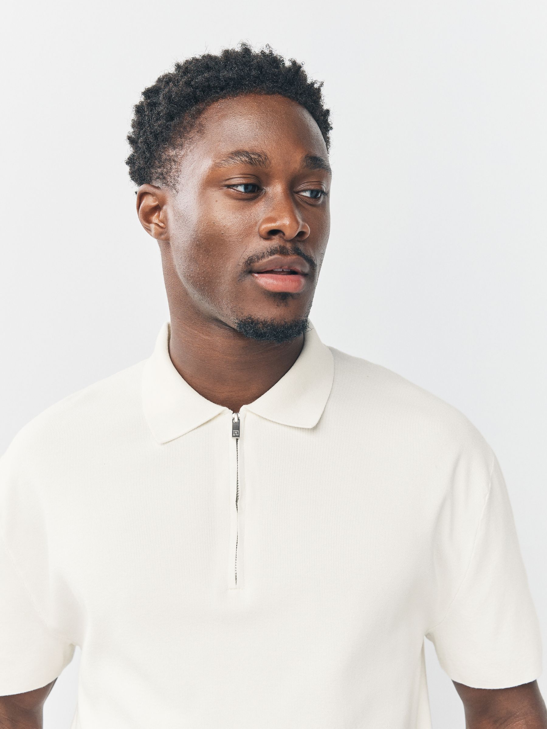 Buy Ecru White Quarter Zip Relaxed Fit Premium Mid Weight Short