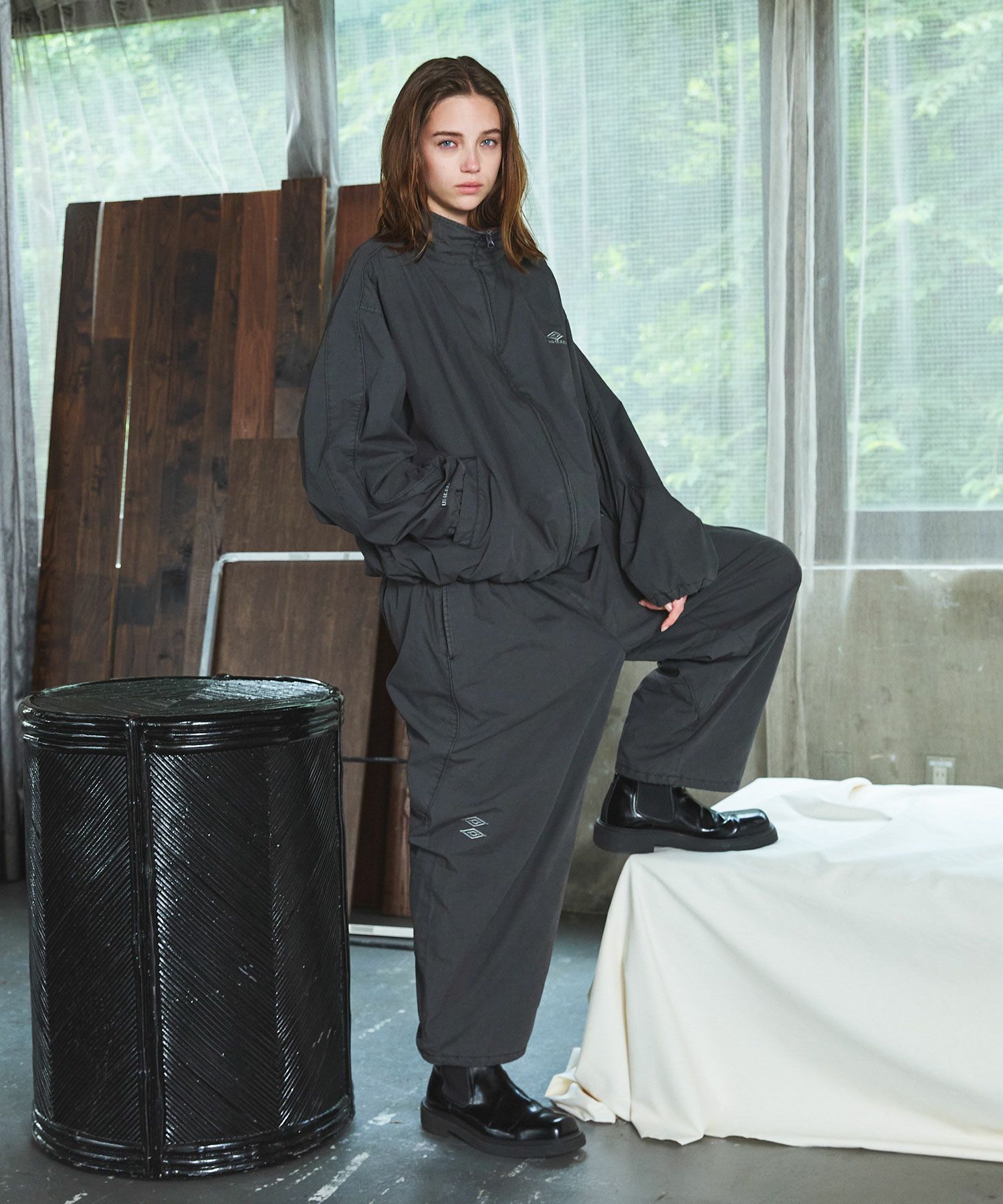 opening act umbro ジャージ パンツ 黒 M UMBRO×OPENING ACT] baggy