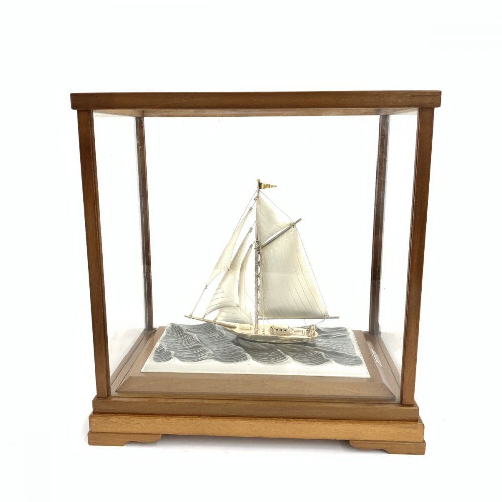 武比古 SV985 シルバー 銀製品 帆船 ヨット 木 ガラスケース付 SILVER