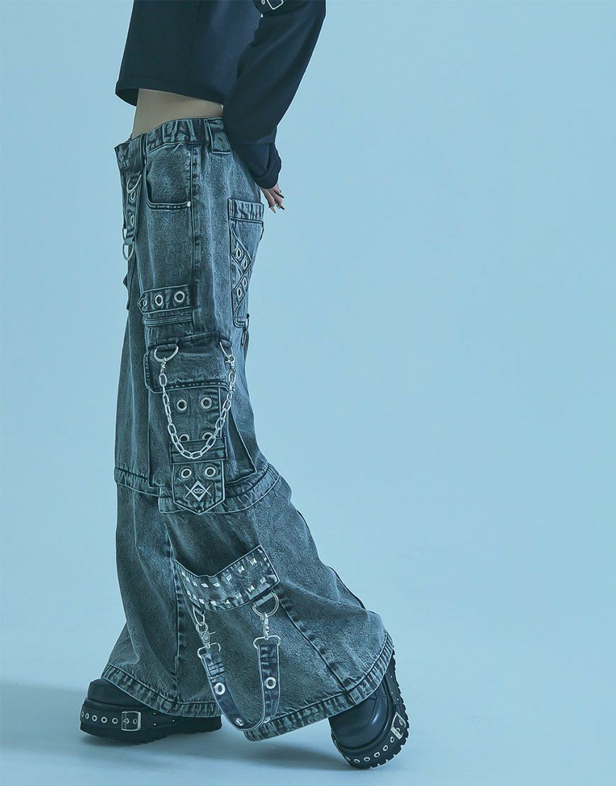 DimMoire【ディムモアール】PUNKワイドパンツ/Black