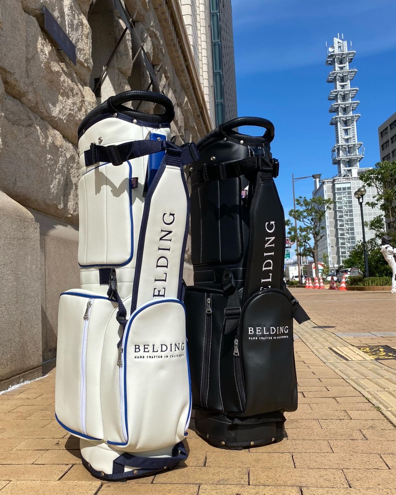 ベルディング キャディバック BELDING キャディバッグ ホワイト/ブルー