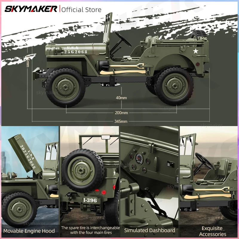 JJRC C8815 1/10 Willys Jeep Rc Car 1941 MB Scaler 2.4g 4wd RTR