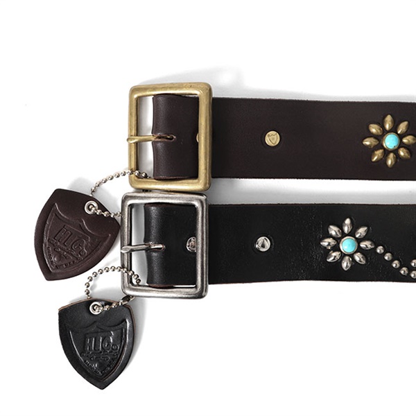 HTC エイチティーシー フラワースタッズ ターコイズ レザーベルト 125