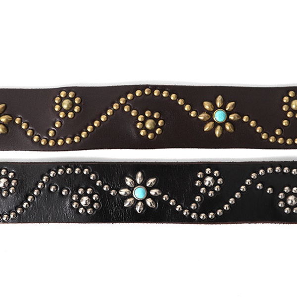 HTC エイチティーシー フラワースタッズ ターコイズ レザーベルト 125