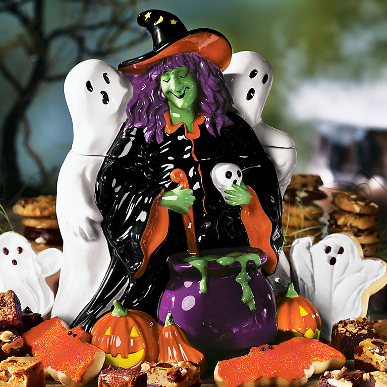 Halloween Witch Cookie Jar with Treats | Grandin Road