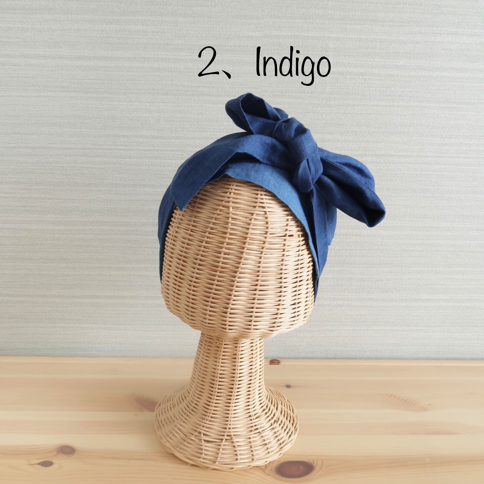 藍染 リネン ヘアターバン ヘアバンド リボンタイプ 4カラー