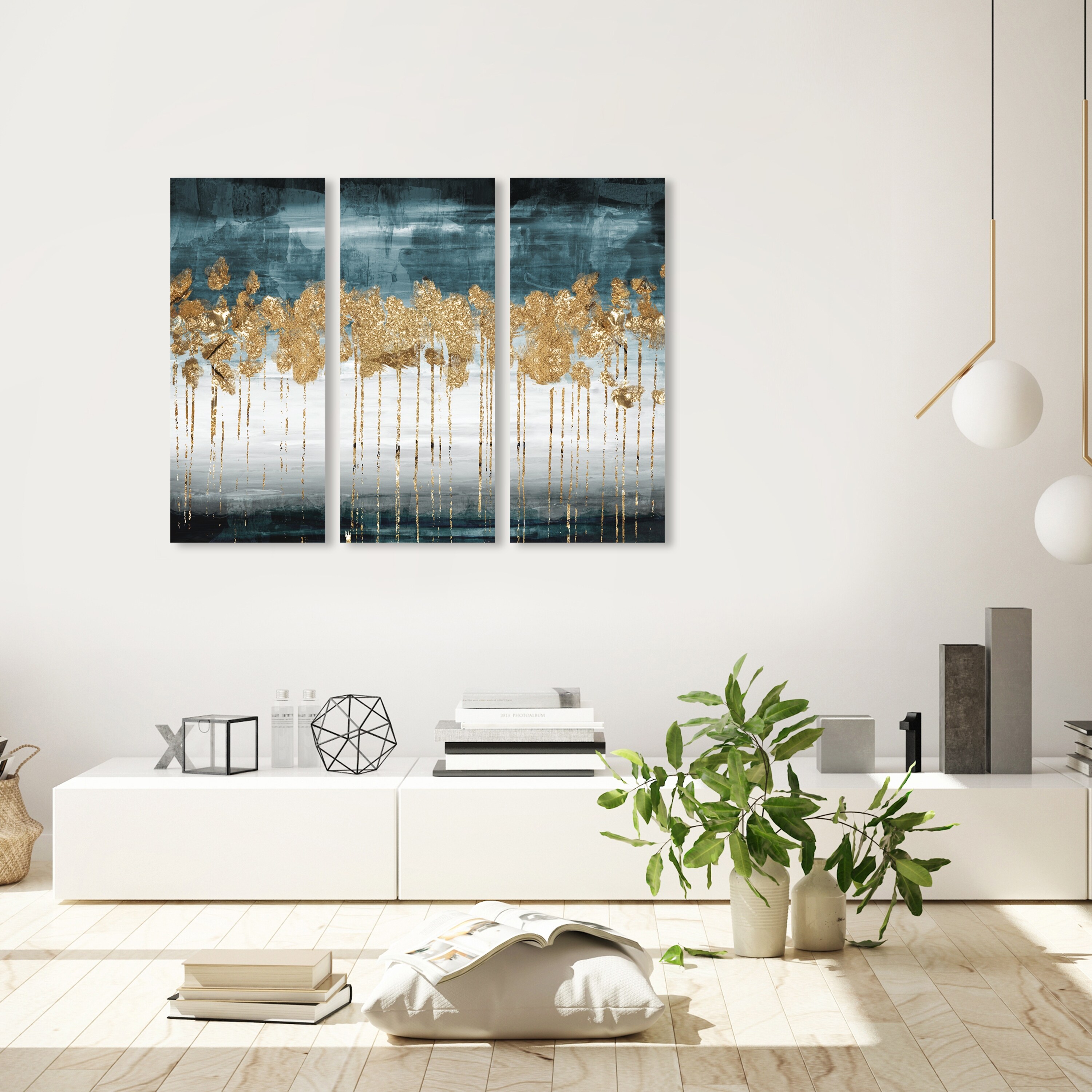 Oliver Gal 'Meadow Gold Triptych' 3 Piece Set, Abstract Wall Art