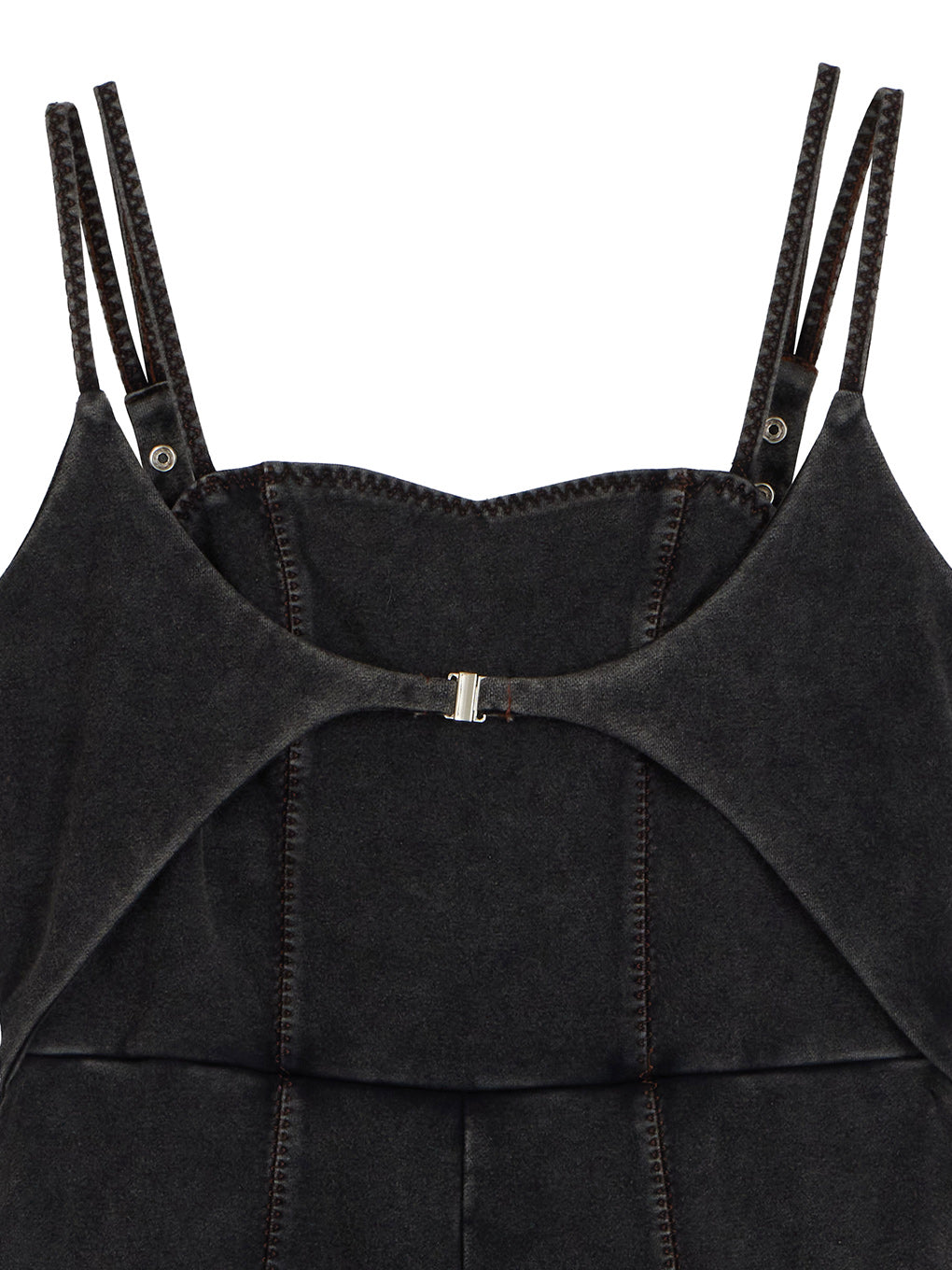 DENIM LIKE VOLUME CAMI ROMPERS