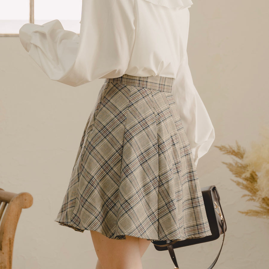 check pleats mini skirt – amr.