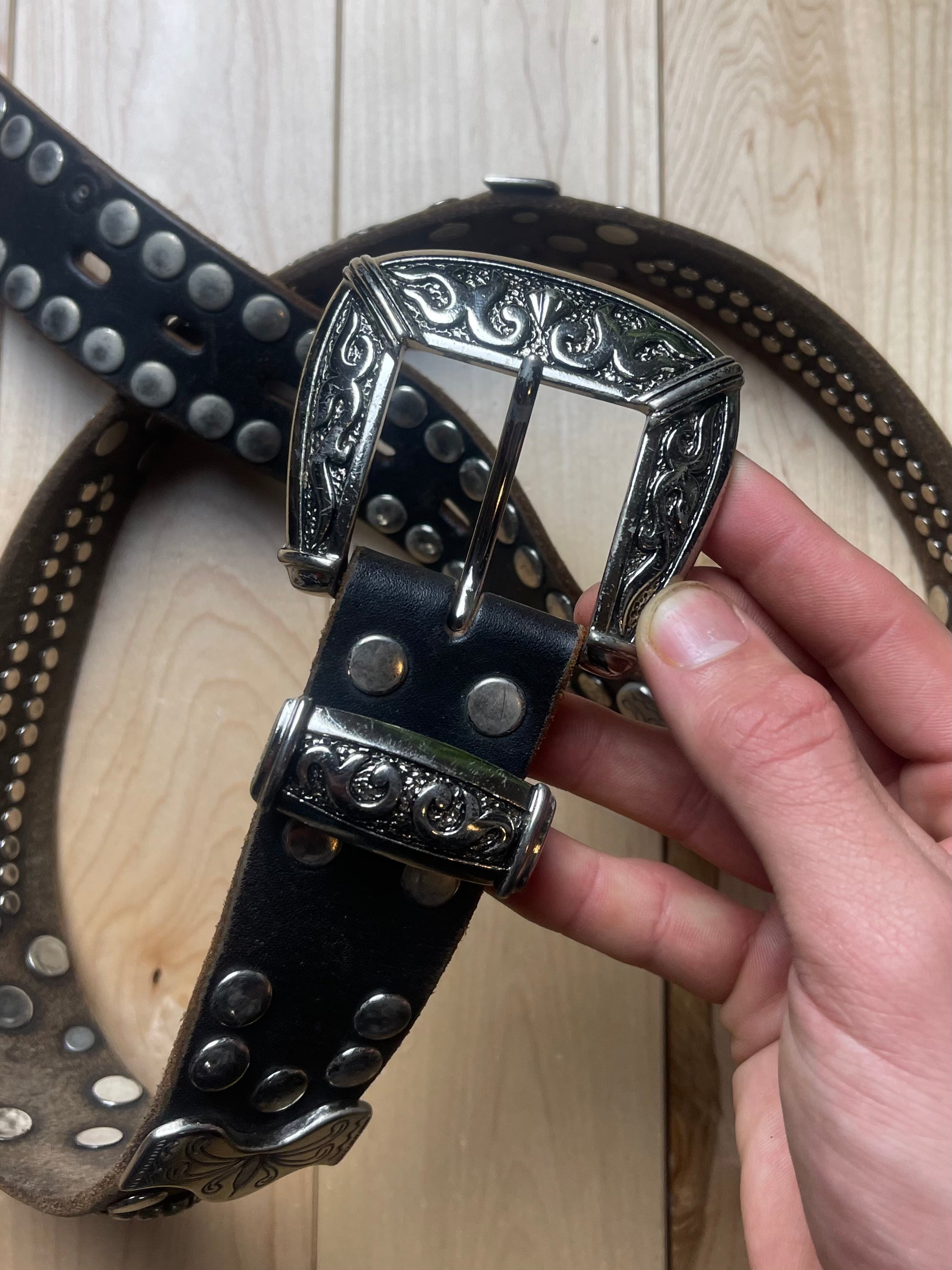 Tornado Mart Studded Black Leather Belt – Alex Maxamenko