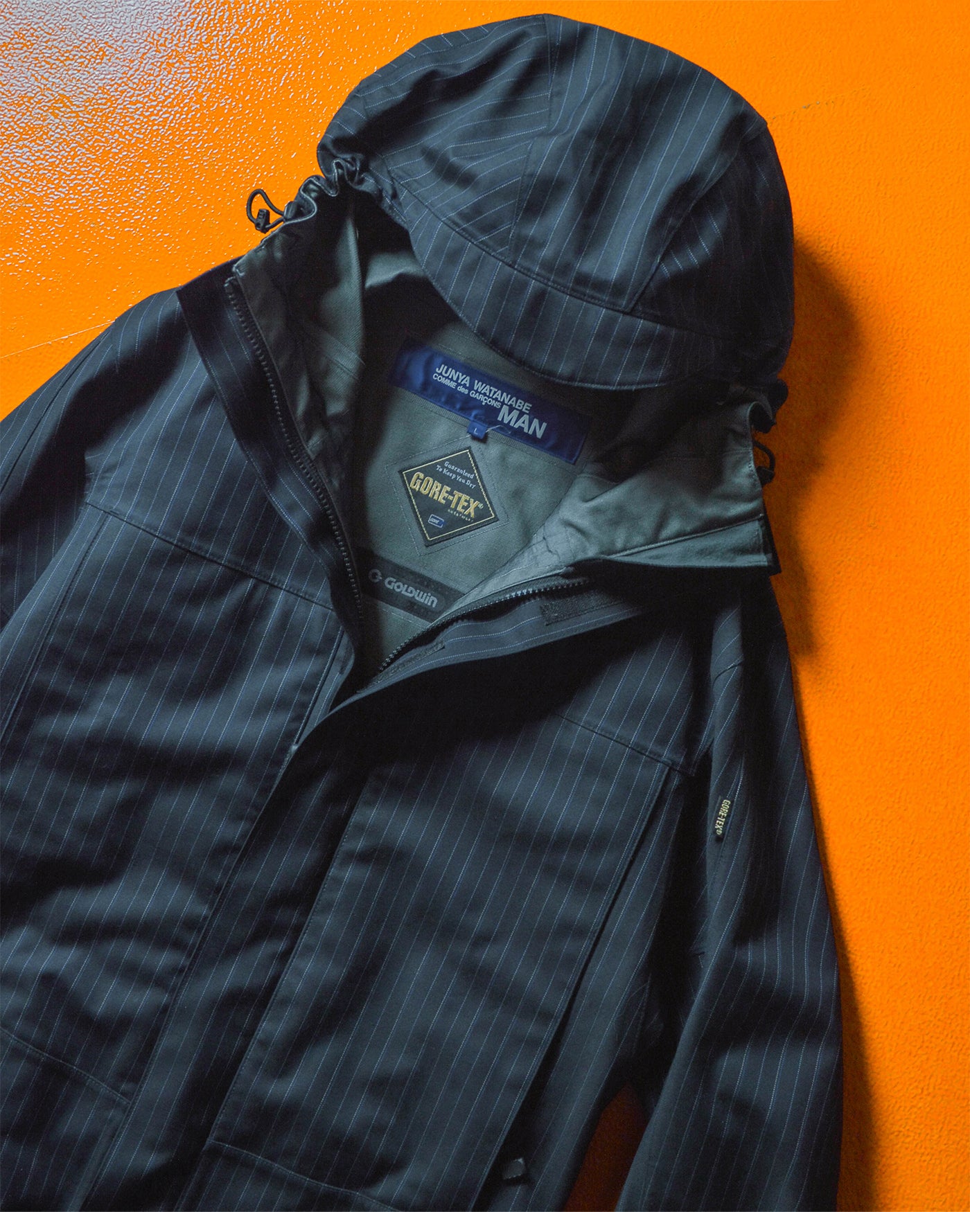 Junya Watanabe Man / CdG AW 2005 Pinstriped Navy Goretex Panelled