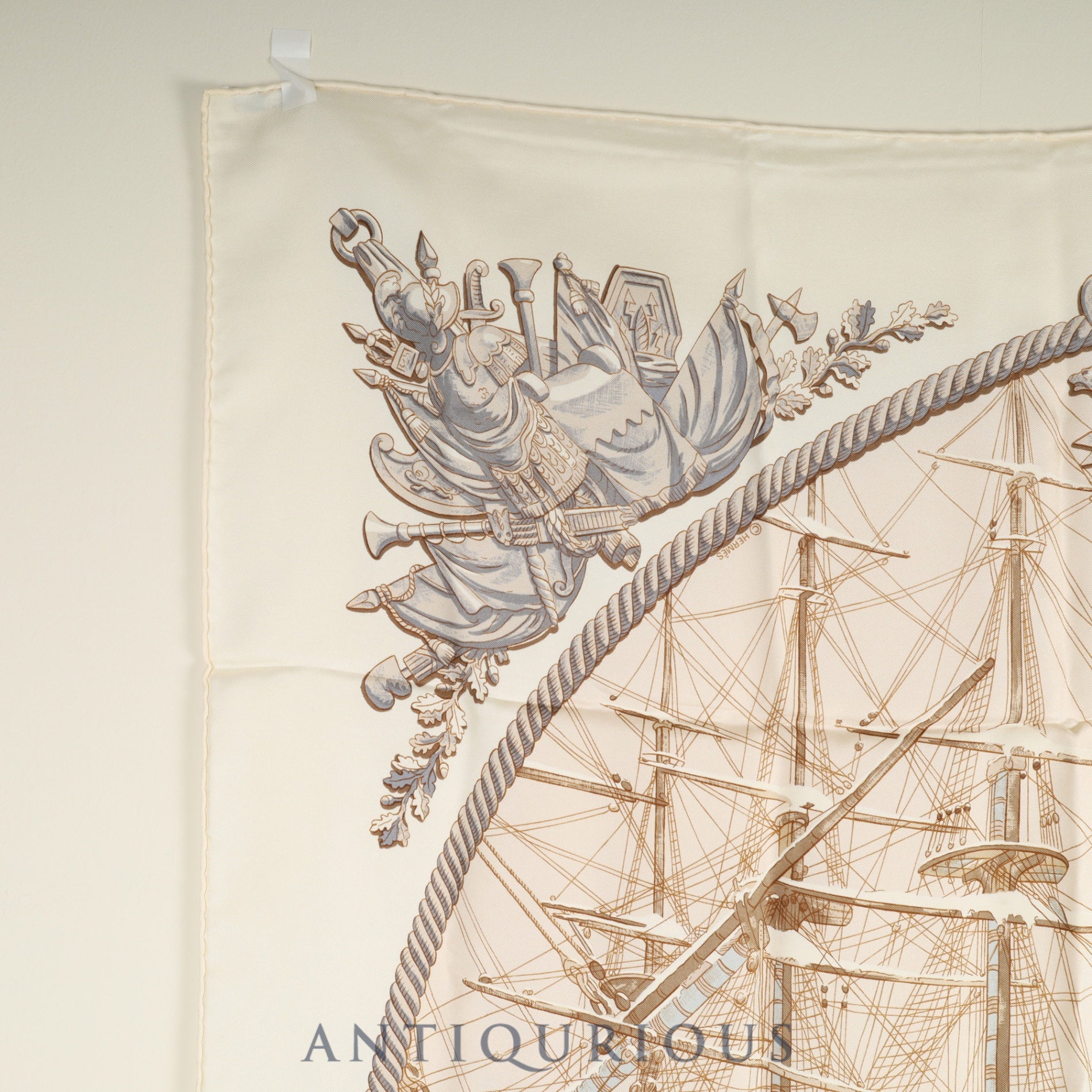 エルメス スカーフ カレ90 MARINE ET CAVALERIE 海と騎兵隊 SILK100