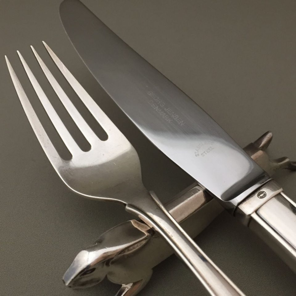 ジョージ・ジェンセン「“Rose” ディナーフォーク&ナイフ セット