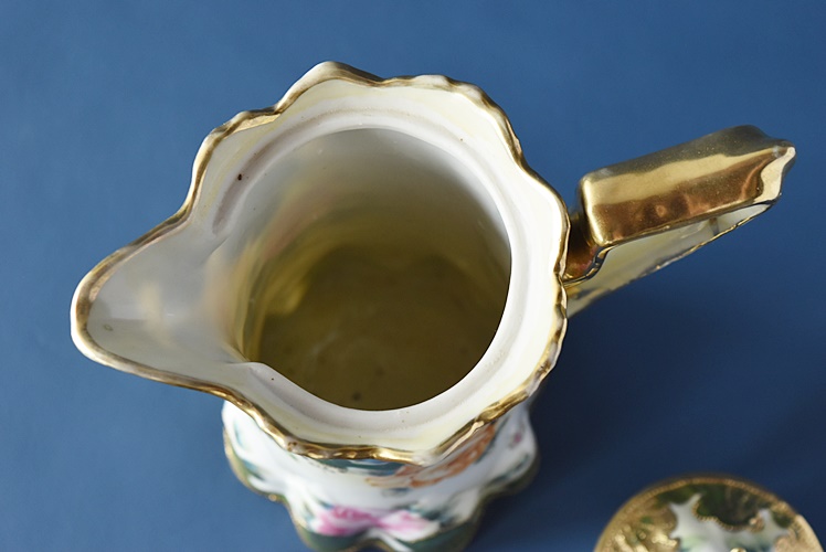 オールドノリタケ 金彩盛り上げ 薔薇 チョコレートポット 里帰り