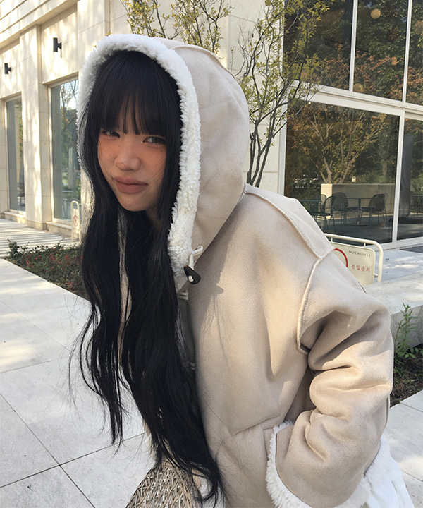 フード付きスエード調ダッフルボアジャケット(2color) | ファッション