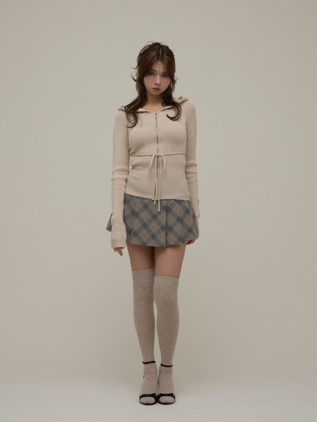 ANDMARY】Coco check mini pleats skirt