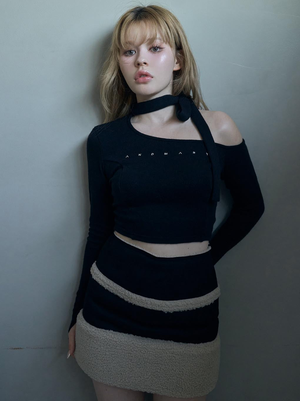 ANDMARY】Nana ribbon oneshoulder tops