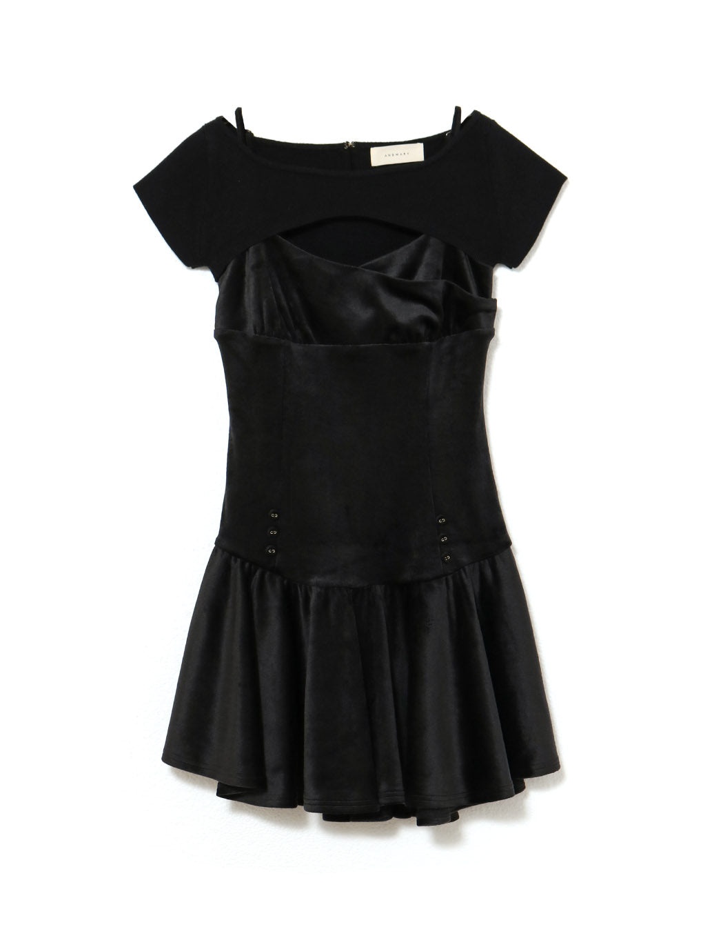ワンピース Andmary Betty shirring mini dress black ANDMARY】Betty