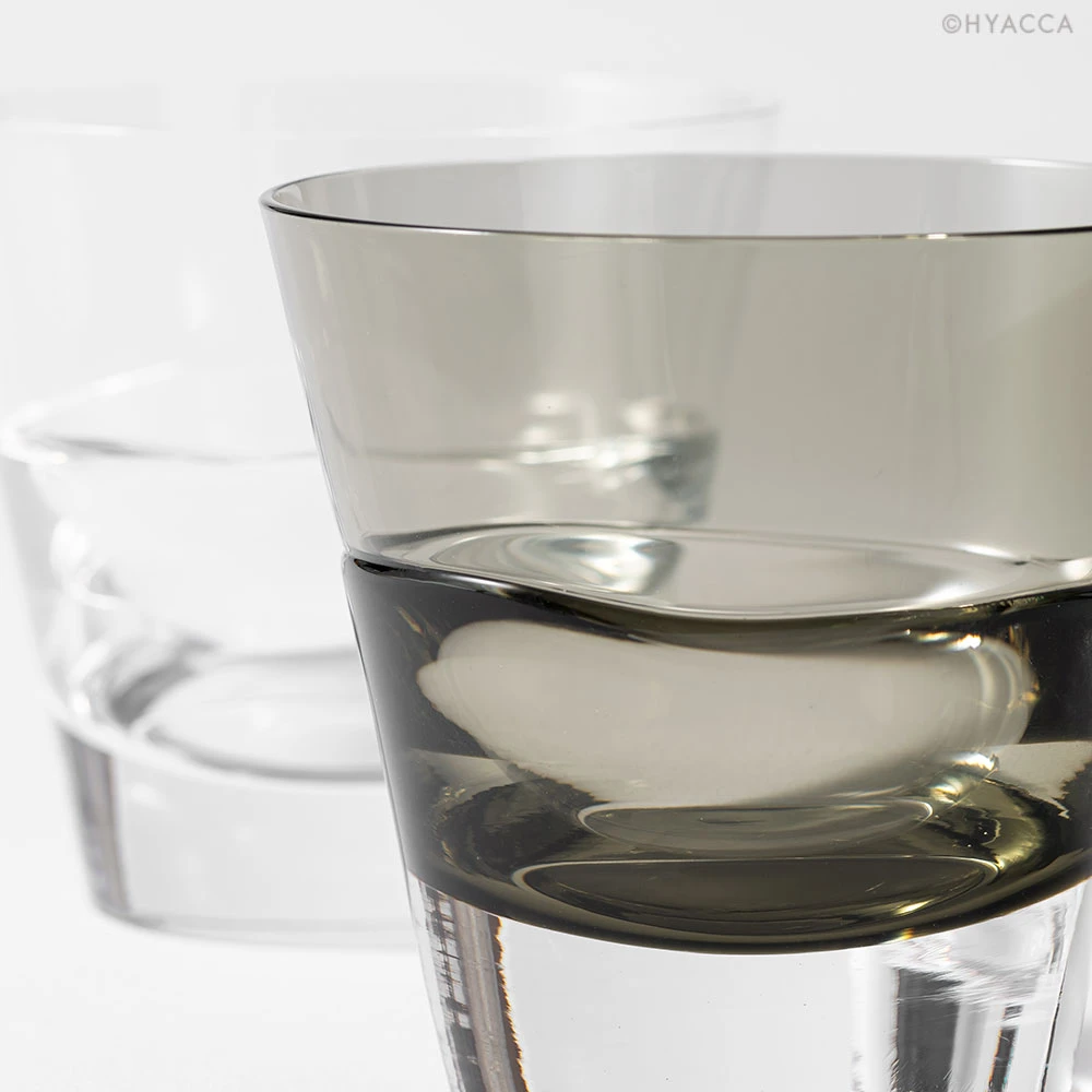 デュオオールドグラス 2個セット/クリアー＆カーボンブラック［スガハラ］