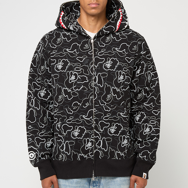 Buy A Bathing Ape Neon Camo Shark Full Zip Hoodie in black