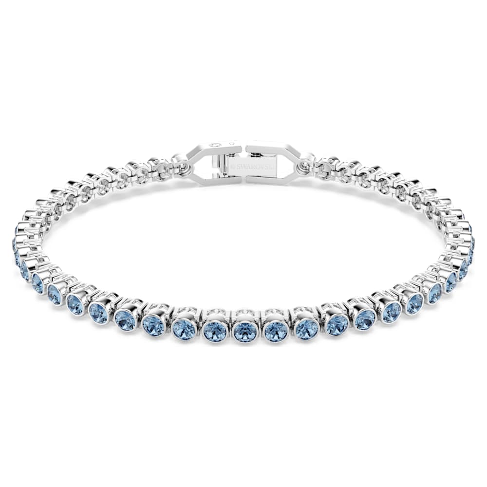 Imber Emily Tennis bracelet, Round cut, Blue, Rhodium plated