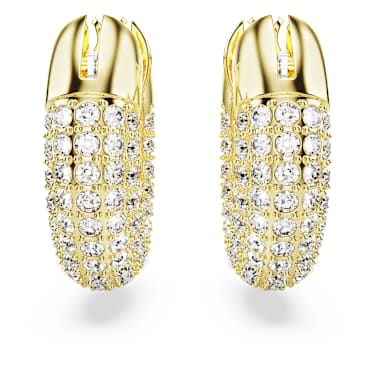 Dextera フープピアス, 小, ホワイト, ゴールドトーン・プレーティング