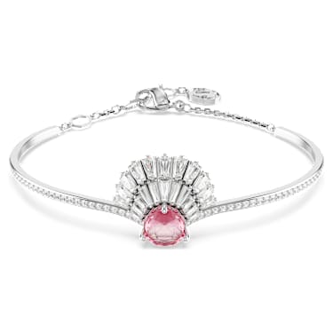Idyllia bangle, Shell, Pink, Rhodium plated | Swarovski