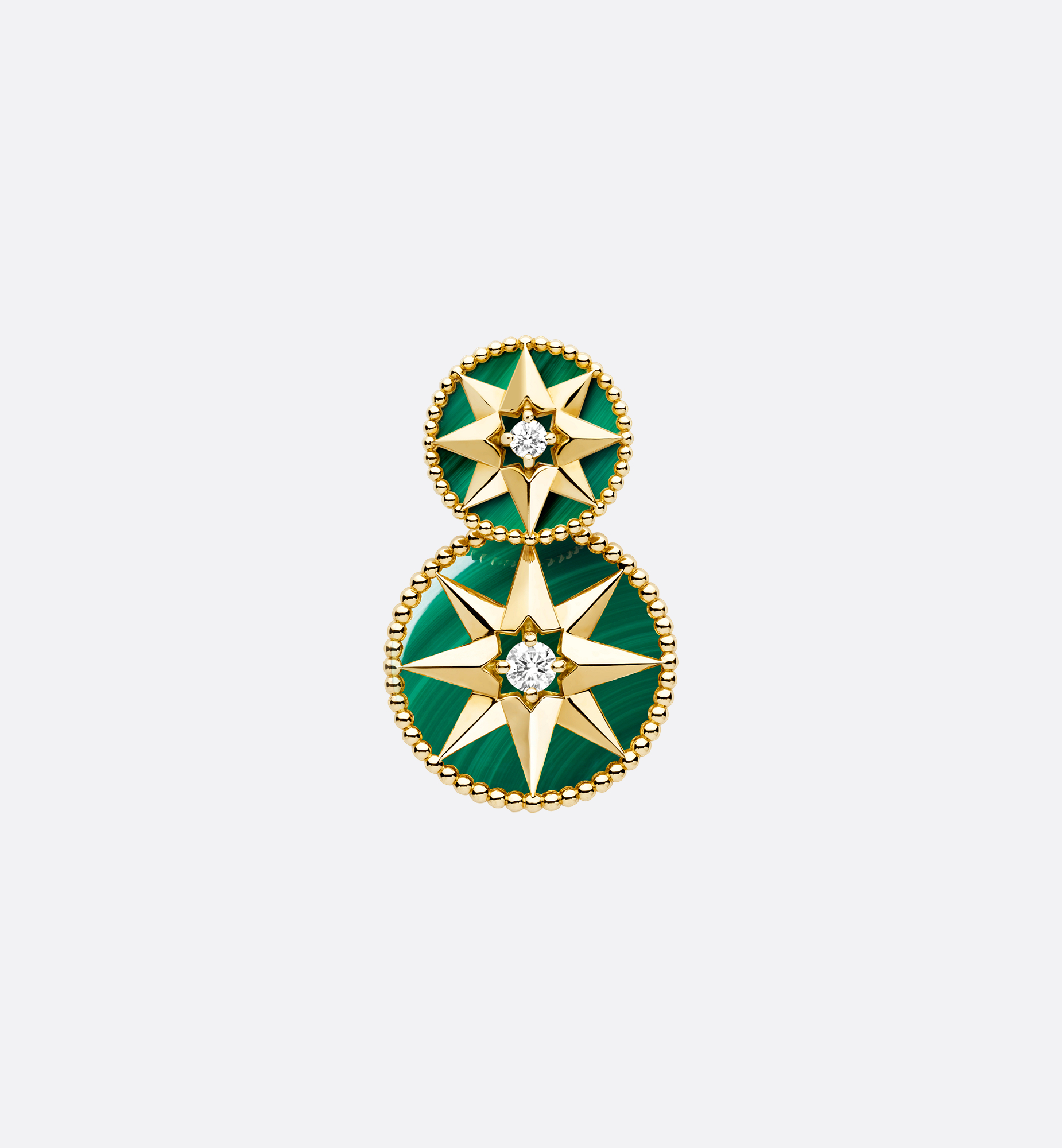 Rose des Vents Single Earring Yellow Gold, Diamonds and Malachite