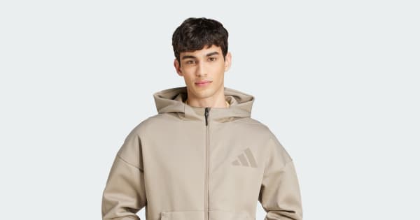 adidas Z.N.E. Full-Zip Hooded Track Jacket - Beige | Free Shipping