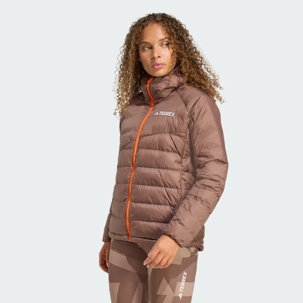 adidas Terrex Xperior CLIMAWARM+ Down Hooded Jacket - Brown | Free
