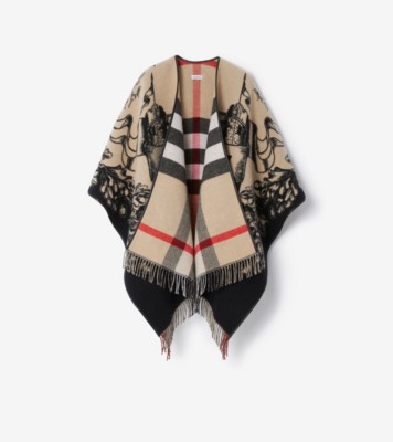 リバーシブル EKD チェック ウールケープ (アーカイブベージュ