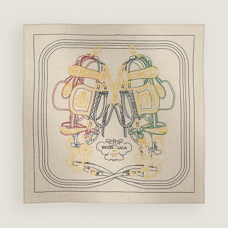Brides de Gala Brode au Fil scarf 90 - Beige | Hermès USA